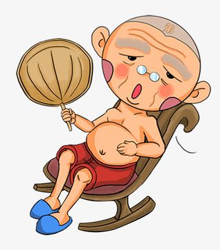 坐在椅子上的老人免抠