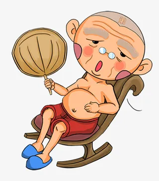 坐在椅子上的老人免抠