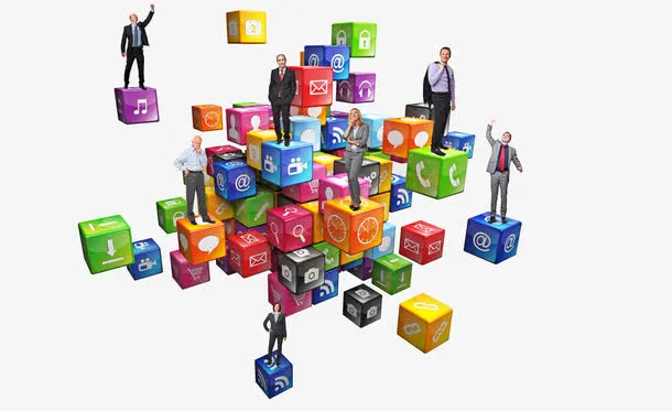 彩色方块和人免抠