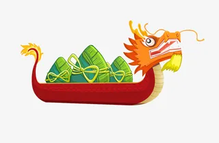 端午节龙舟运粽子免抠