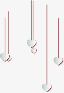 白色爱心红色丝线七夕情人节免抠 白色爱心红色丝线七夕情人节免抠