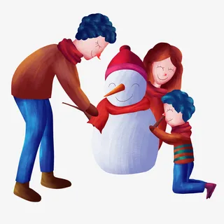 立冬堆雪人活动免抠