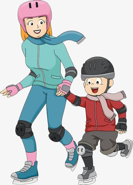 一起溜冰的母子免抠