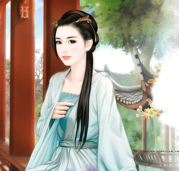 手绘古风大家闺秀免抠