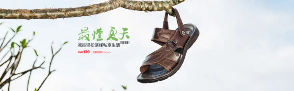 树枝上的牛皮凉鞋海报背景