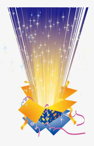 矢量礼盒发光素材免抠