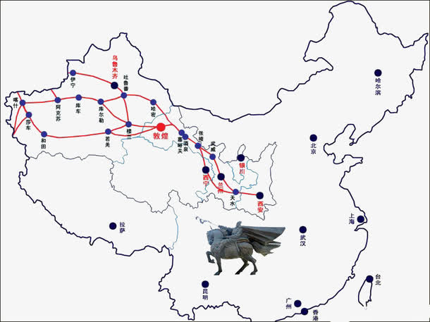 古丝绸之路线路图免抠