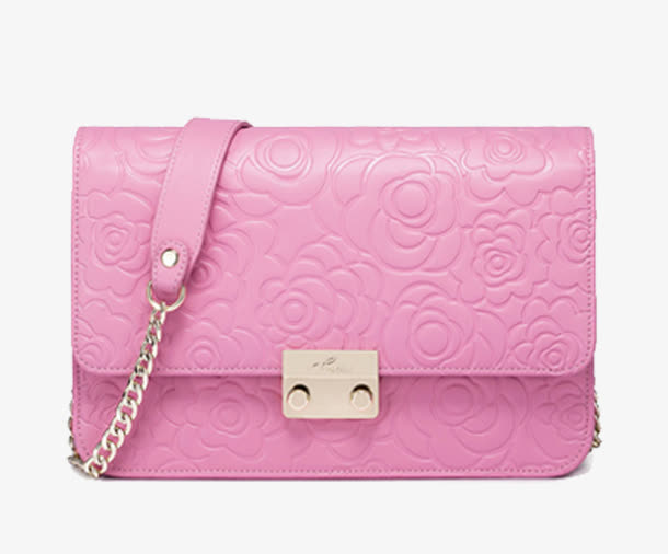 粉红花朵纹路女包免抠