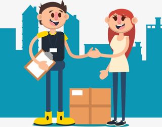 快递小伙和收货小妹免抠