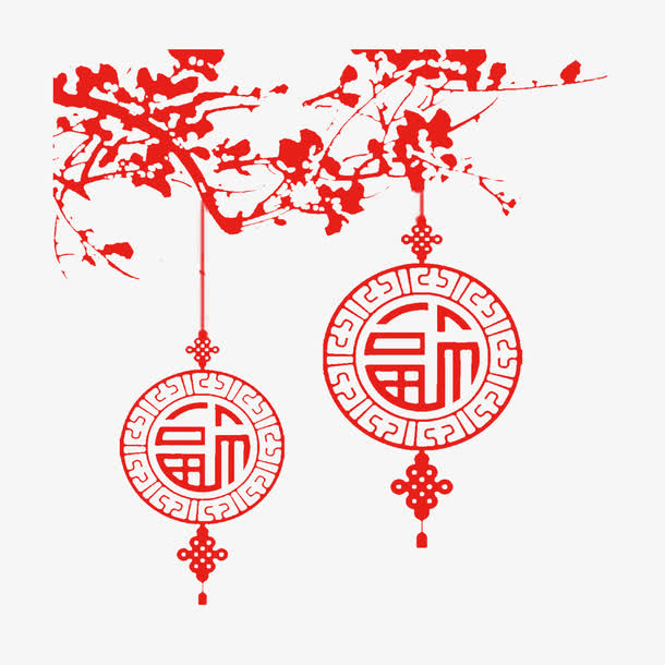 红色福字悬挂免抠