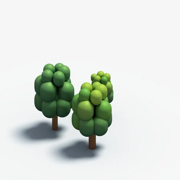 C4D树木两棵矮树免抠