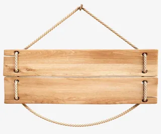 免抠透明麻绳穿过木板吊牌免抠