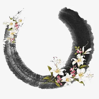 水墨花卉边框素材免抠