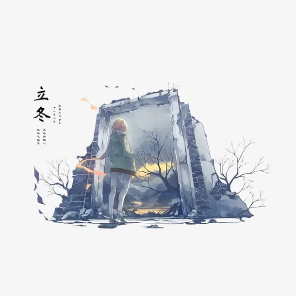 建筑物前的小女孩免抠