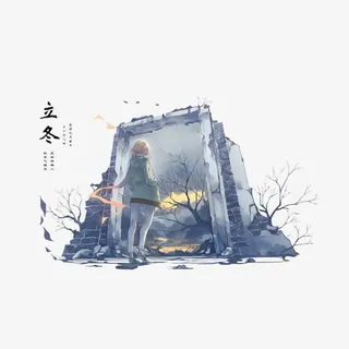 建筑物前的小女孩免抠