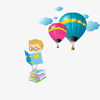 看书气球学习宣传单免抠