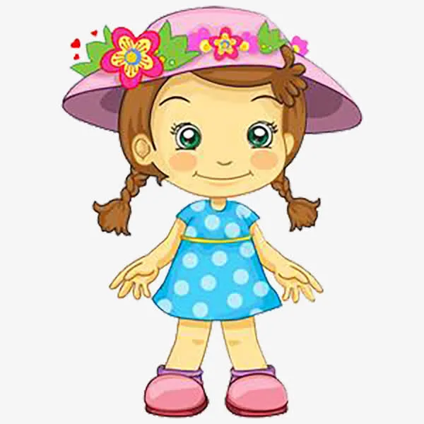 戴着花帽子的卡通可爱小女孩免抠