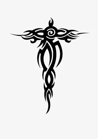 卡通黑色纹身十字图案免抠