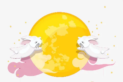 中秋节月亮和玉兔免抠