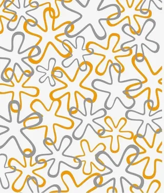 蓝色黄色线条花朵免扣图案免抠