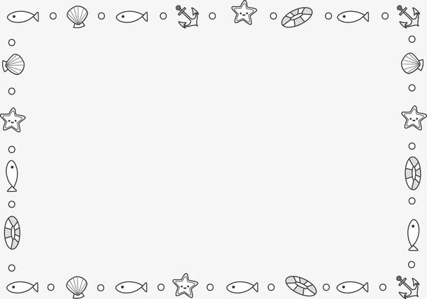 小鱼星星贝壳边框免抠