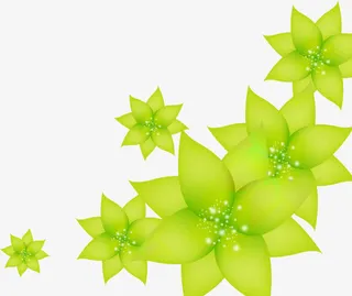 春季绿色手绘小花免抠