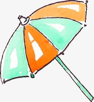 手绘清新遮阳太阳伞免抠