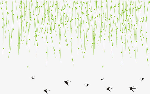 柳树线条图形免抠