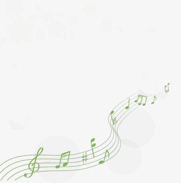 春天绿色音符曲线免抠