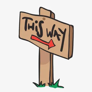 手绘木头指路牌免抠