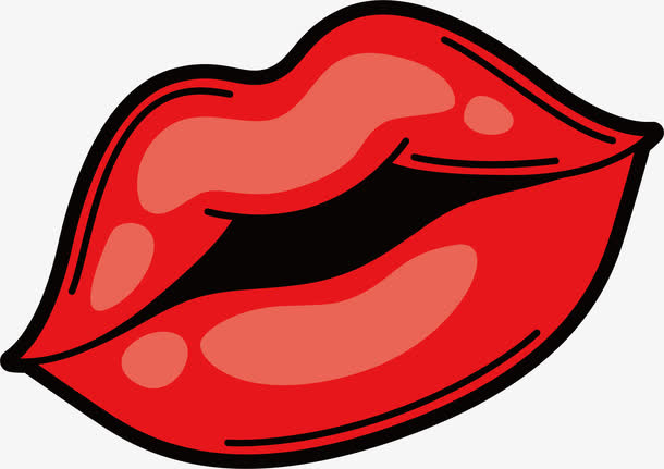 红色嘴唇矢量图免抠