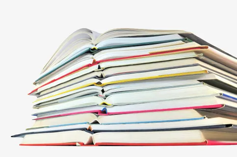 一堆翻开堆叠的一叠书实物免抠