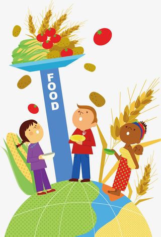 儿童和食物矢量图免抠