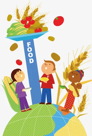 儿童和食物矢量图免抠