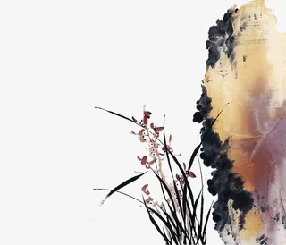 水墨花朵免抠