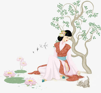 国画女性免抠