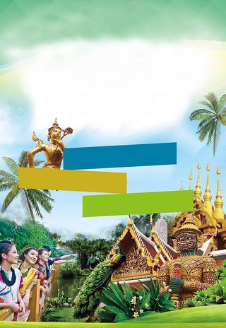 春节旅游浅绿色摄影西双版纳旅游风景背景高清