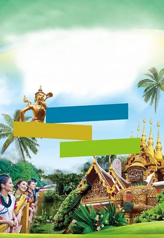 春节旅游浅绿色摄影西双版纳旅游风景背景高清