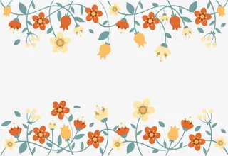 小清新春天花藤边框免抠