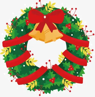 红丝带圣诞花环免抠