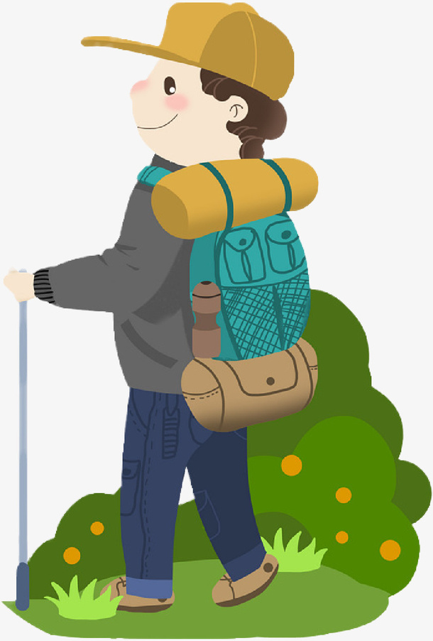 手绘清明旅游景点免抠