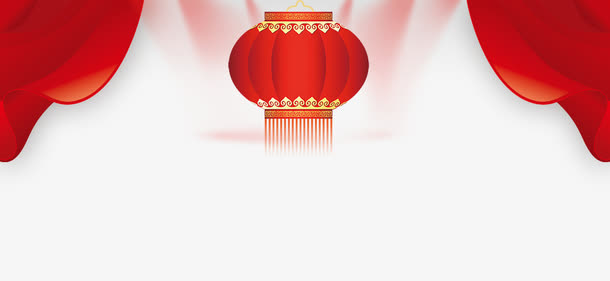 灯笼窗帘红色装饰免抠