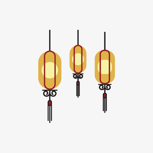 卡通中国风黄色灯笼免抠