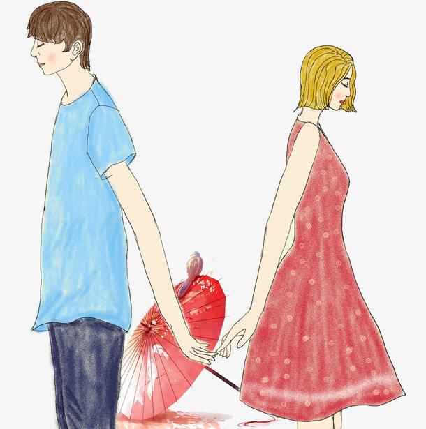 卡通手绘幸福情侣520免抠