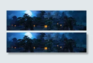 夜晚月光主页装修免抠