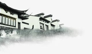 水墨江南建筑装饰免抠