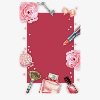 水彩手绘彩妆化妆品美容背景