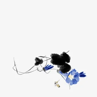 水墨中国风喇叭花元素免抠