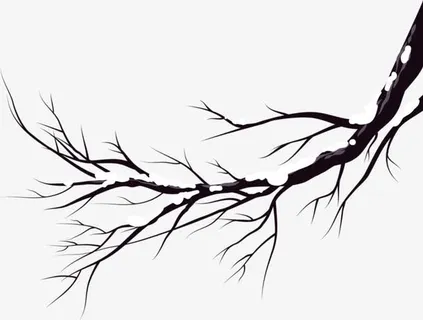 黑色卡通树枝装饰图案免抠