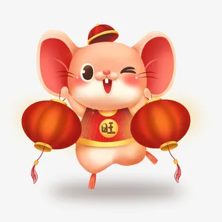 提着灯笼的老鼠免抠节日其他节日元素